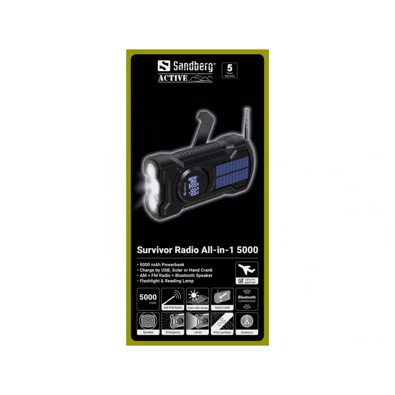 Kannettava radio Sandberg Survivor Radio All-in-1 5000 AM FM 5000mAh