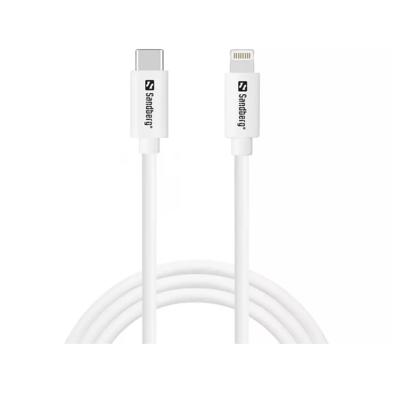 AC-laturi Sandberg 20W USB-C + Lightning 1M pikalataus valkoinen