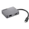 Lenovo 4X91A30366 kannettavan telakka/porttireplikaattori johdollinen USB 2.0 Type-C harmaa