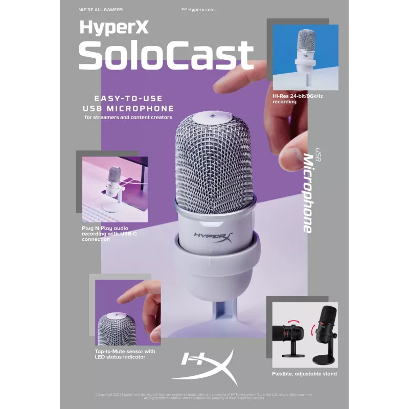 HyperX SoloCast – USB-mikrofoni (valkoinen)
