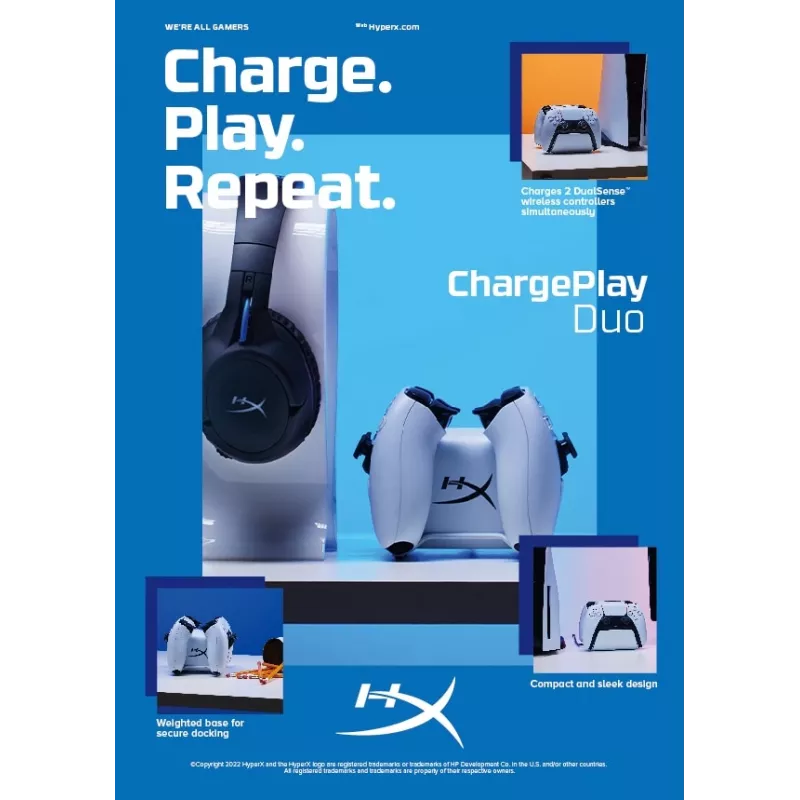 HyperX ChargePlay Duo - ohjaimen latausteline PS5:lle
