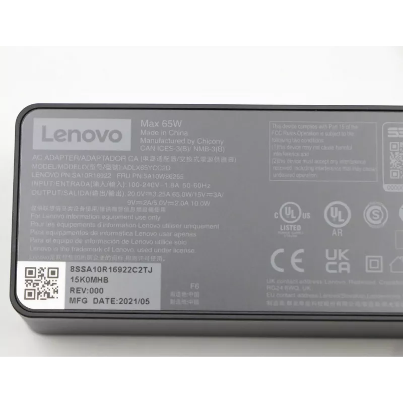 Lenovo 5A10W86255 virtalähde sisäkäyttöön 65 W musta