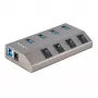 StarTech.com 4-porttinen itsetehostettu USB-C-keskitin yksittäisillä virta-/katkaisijoilla, USB 3.0 5 Gbps -laajennuskeskitin virtalähteellä, työpöytä-/kannettava-USB-C–USB-A-keskitin, USB Type-C -keskitin BC 1.2 -tuella