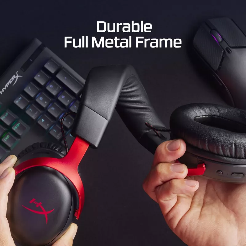 HyperX Cloud III Wireless - pelikuulokemikrofoni, musta; punainen, Kiina, korvan ympäri, suljettu, aktiivinen, 155 mm