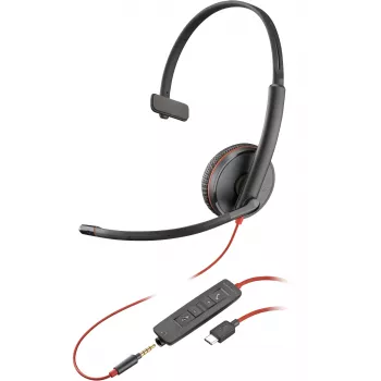 HP Poly Blackwire C3215 monaural-kuulokemikrofoni + kantolaukku (Bulk), johdollinen, toimisto/callcenter, 87 g, kuulokemikrofoni, musta