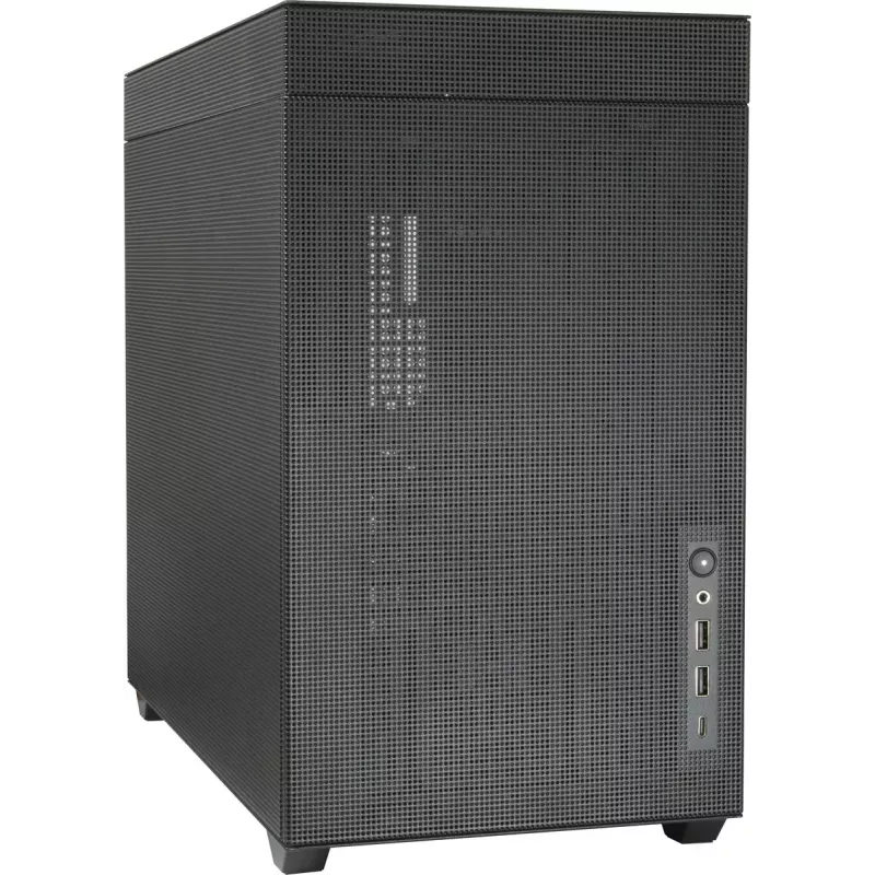 PC Mini-Tower-kotelo INTER-TECH IM-2 Expander, Mini-ITX/Micro ATX, tukee ATX/SFX-virtalähteitä, 2,5 inch ja 3,5 inch asemia, etu-/ylätuuletin 120/140 mm, musta