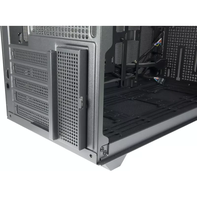 PC Mini-Tower-kotelo INTER-TECH IM-2 Expander, Mini-ITX/Micro ATX, tukee ATX/SFX-virtalähteitä, 2,5 inch ja 3,5 inch asemia, etu-/ylätuuletin 120/140 mm, musta