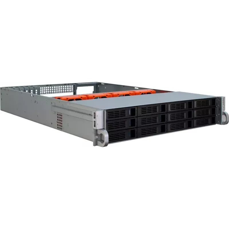 Palvelinkotelo Inter-Tech IPC 2U-2412 rack musta, hopea