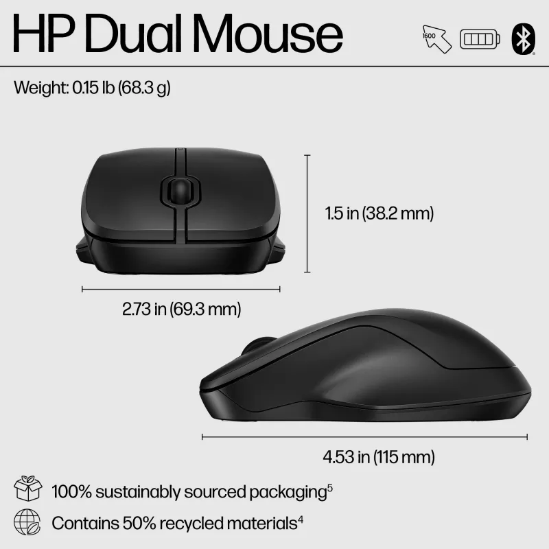 Hiiri HP 255 Dual Wireless -hiiri RF langaton + Bluetooth