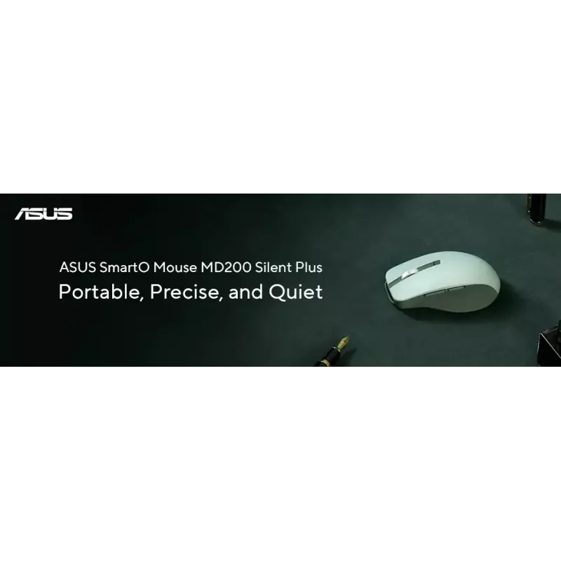 Hiiri ASUS SmartO MD200 Silent Plus – molempikätinen RF langaton + Bluetooth, optinen 4200 DPI, 6 painiketta, vihreä