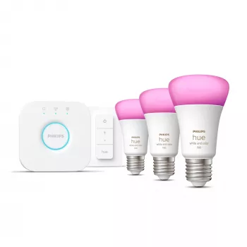 Älyvalaistussarja Philips Hue White and Colour Ambience -aloituspakkaus – 3× E27 11W-lamppua, Bluetooth/Zigbee, himmennin