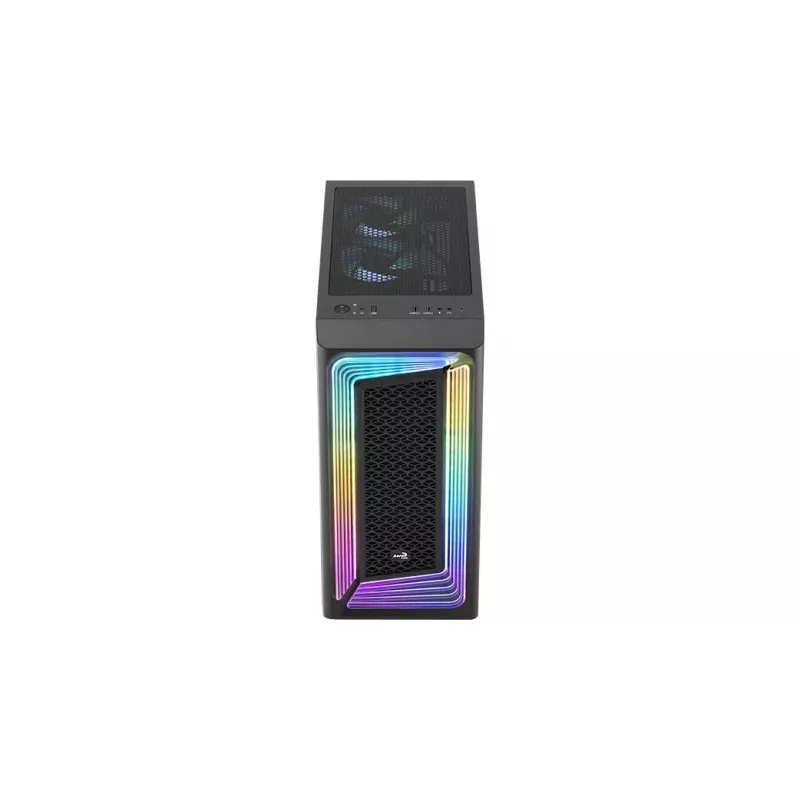 Aerocool Interstellar-G-BK-v1 Midi Tower -tietokonekotelo, ATX/Micro-ATX/Mini-ITX, ARGB, karkaistu lasi, musta