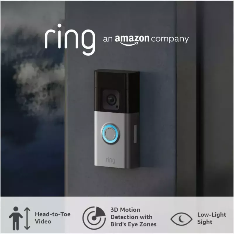 Amazon Ring Battery Video Doorbell Pro B0B2BNM4PV älykäs videoovikello, Wi-Fi, HD+-video, yönäkö, kaksisuuntainen ääni