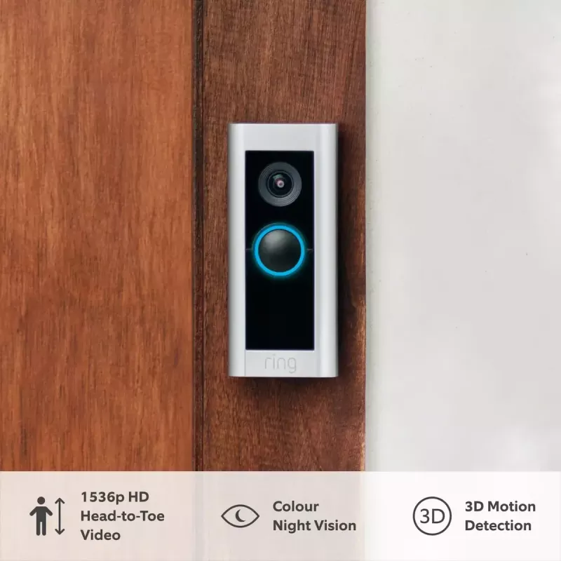 Amazon Ring Battery Video Doorbell Pro B0B2BNM4PV älykäs videoovikello, Wi-Fi, HD+-video, yönäkö, kaksisuuntainen ääni