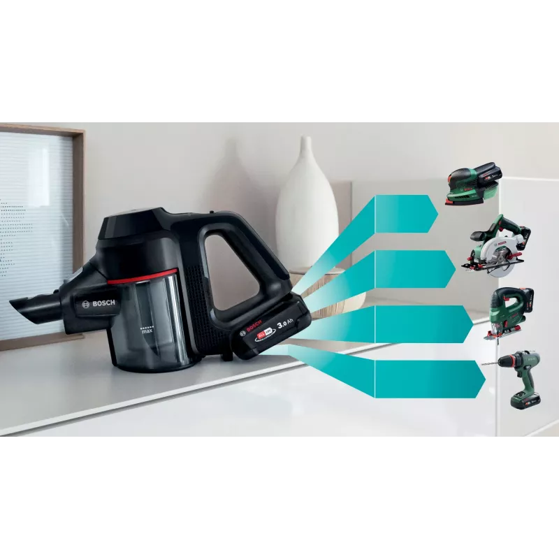 Bosch BCS712XXL varsi-imuri/sähköharja akku kuiva pussiton 0,3 L musta 3 Ah