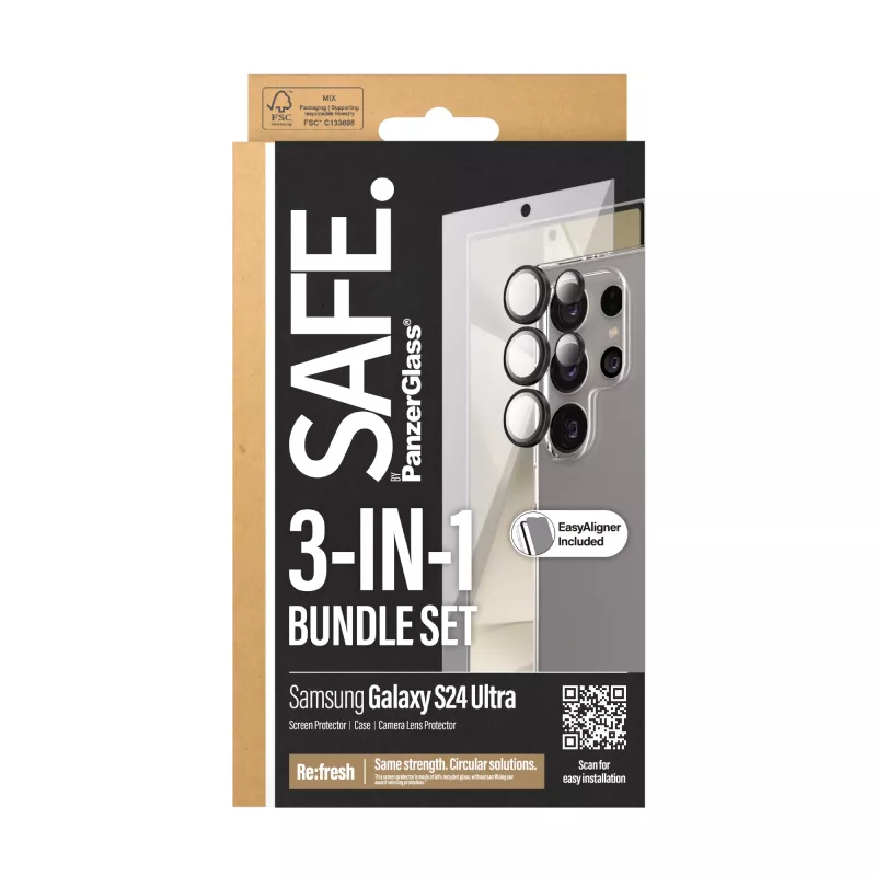 PanzerGlass SAFE. by ® 3-in-1-paketti Samsung Galaxy S24 Ultra