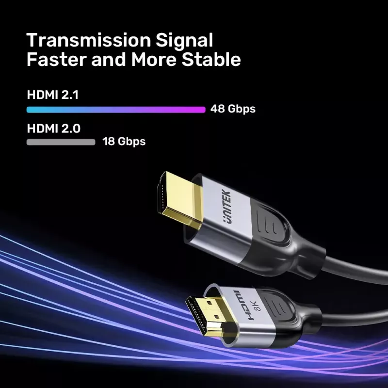 HDMI-kaapeli UNITEK C11086GY01-2M 2 m 48 Gbit/s ARC musta harmaa