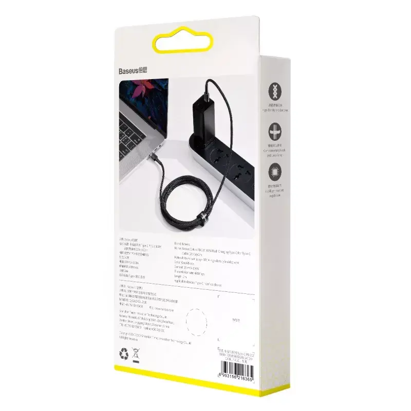 Baseus Cafule USB-kaapeli USB 2.0 2 m USB-C musta