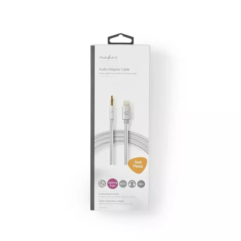 Nedis CCTB39940AL10 Lightning-kaapeli 1m alumiini 3,5 mm liitäntä