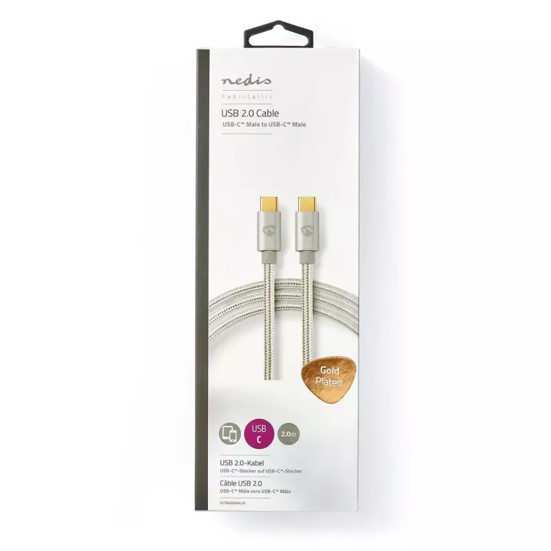 USB-kaapeli Nedis CCTB60800AL20 USB 2.0 2 m USB C hopea