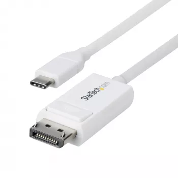 StarTech.com 6ft (2m) USB-C - DisplayPort 1.2 -kaapeli, kaksisuuntainen, 4K 60Hz, valkoinen, videosovitinkaapeli Apple MacBook Pro / Air M1 M2 M3 M4, Mac Mini / Studio, Thunderbolt-yhteensopiva