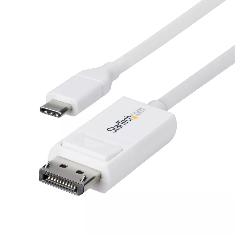StarTech.com 6ft (2m) USB-C - DisplayPort 1.2 -kaapeli, kaksisuuntainen, 4K 60Hz, valkoinen, videosovitinkaapeli Apple MacBook Pro / Air M1 M2 M3 M4, Mac Mini / Studio, Thunderbolt-yhteensopiva