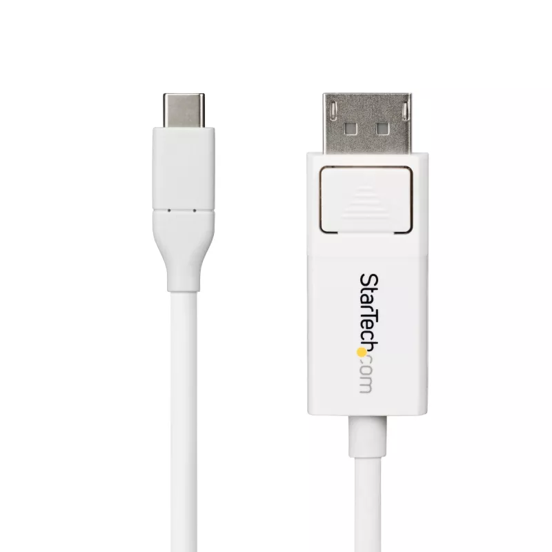StarTech.com 6ft (2m) USB-C - DisplayPort 1.2 -kaapeli, kaksisuuntainen, 4K 60Hz, valkoinen, videosovitinkaapeli Apple MacBook Pro / Air M1 M2 M3 M4, Mac Mini / Studio, Thunderbolt-yhteensopiva