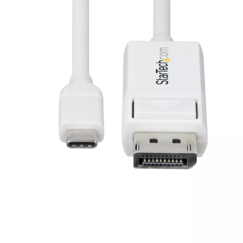 StarTech.com 6ft (2m) USB-C - DisplayPort 1.2 -kaapeli, kaksisuuntainen, 4K 60Hz, valkoinen, videosovitinkaapeli Apple MacBook Pro / Air M1 M2 M3 M4, Mac Mini / Studio, Thunderbolt-yhteensopiva