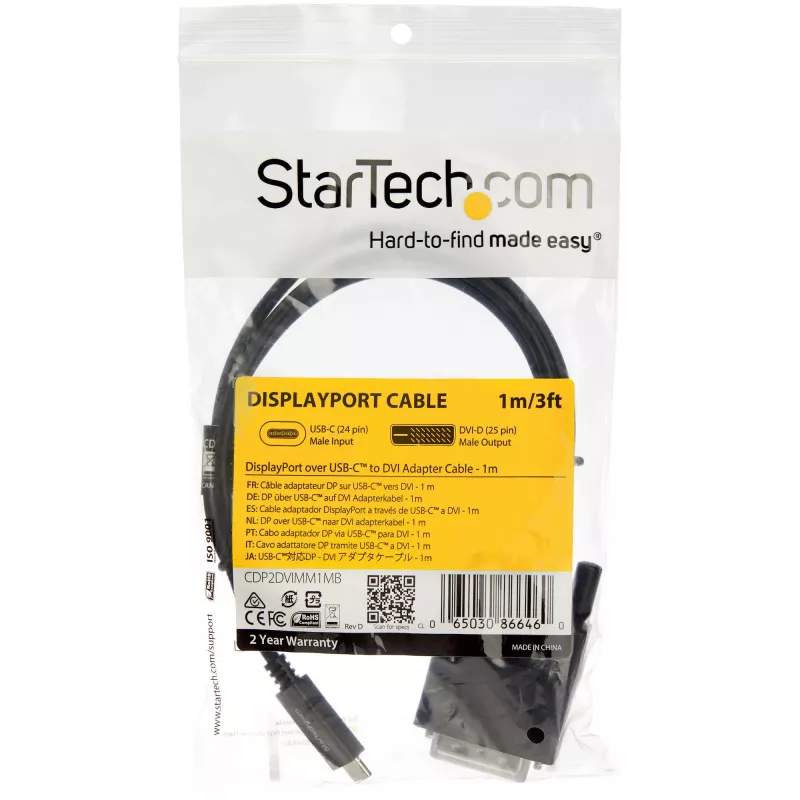 StarTech.com 1 m USB-C-DVI-kaapeli – 1920 x 1200 – musta