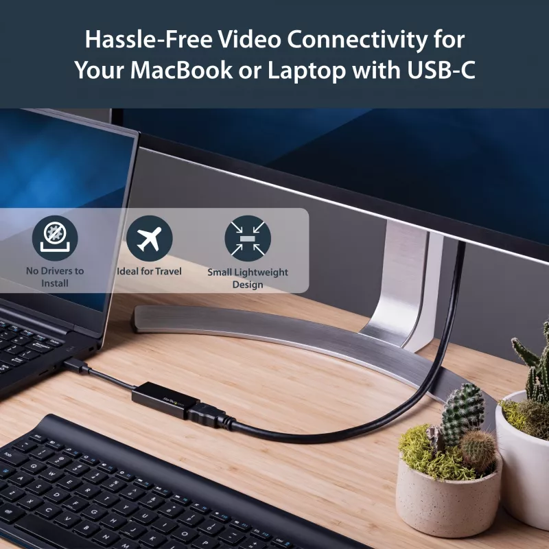 StarTech.com USB-C - HDMI -sovitin 4K 30Hz - musta, 3.2 Gen 2 (3.1 Gen 2), USB Type-C, HDMI-lähtö, 3840 x 2160 pikseliä