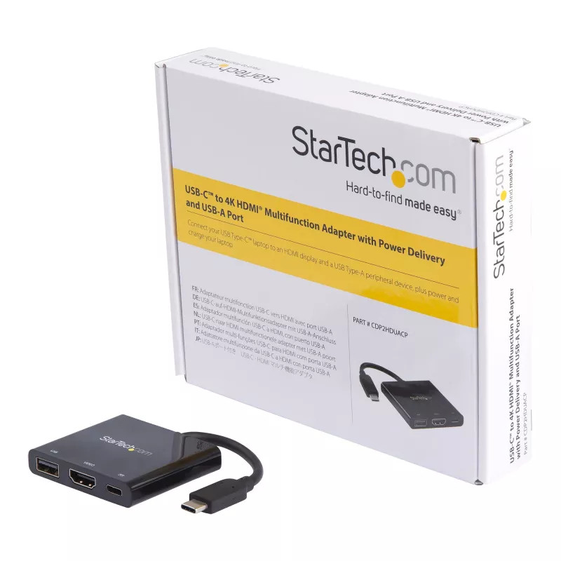 StarTech.com USB-C-moniporttisovitin HDMI:llä – USB 3.0 -portti – 60W PD – musta