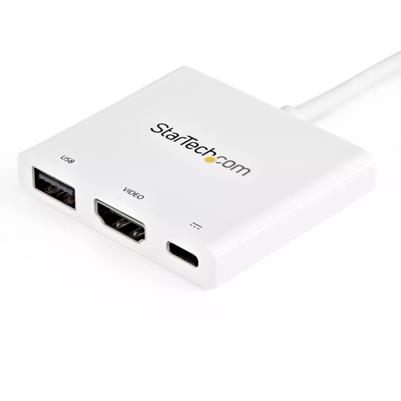 StarTech.com USB-C-moniporttisovitin HDMI:llä – USB-3.0-liitäntä – 60 W PD – valkoinen