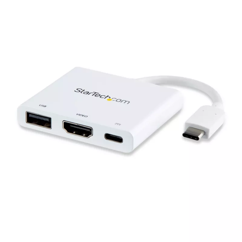 StarTech.com USB-C-moniporttisovitin HDMI:llä – USB-3.0-liitäntä – 60 W PD – valkoinen