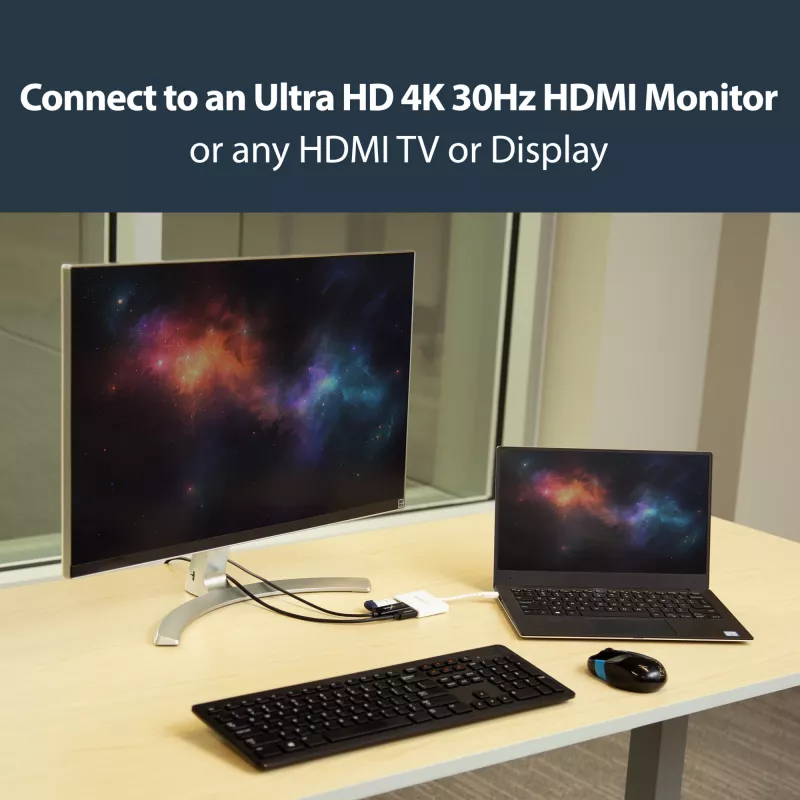 StarTech.com USB-C-moniporttisovitin HDMI:llä – USB-3.0-liitäntä – 60 W PD – valkoinen