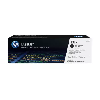 HP 131X 2 kpl:n pakkaus alkuperäisiä LaserJet-värikasetteja, musta, suuri sivumäärä