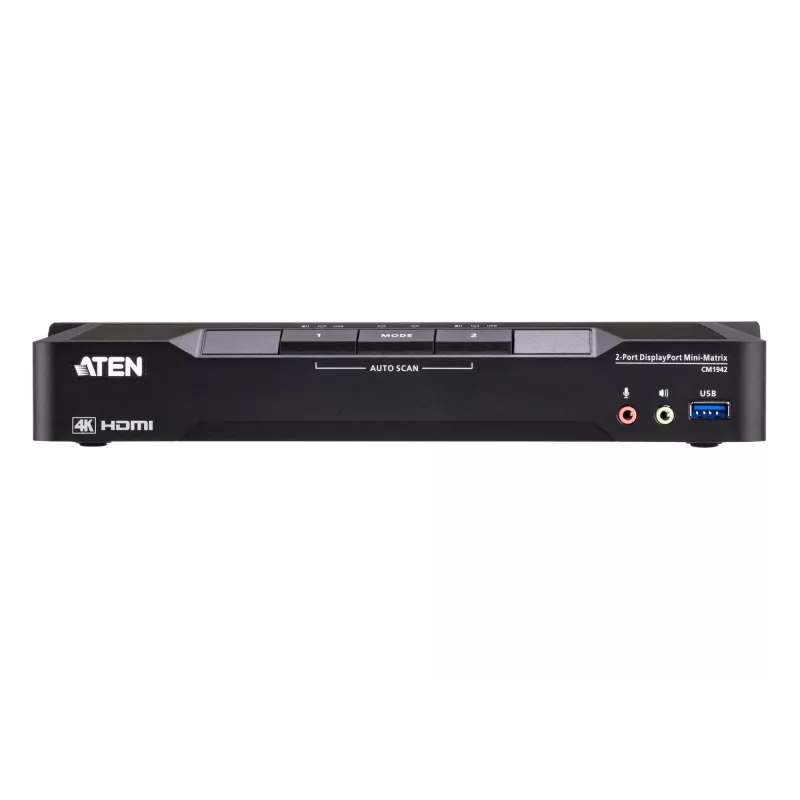 ATEN 2-porttinen 4K DisplayPort Dual-Display-Mini-Matrix-Boundless-KVM-kytkin