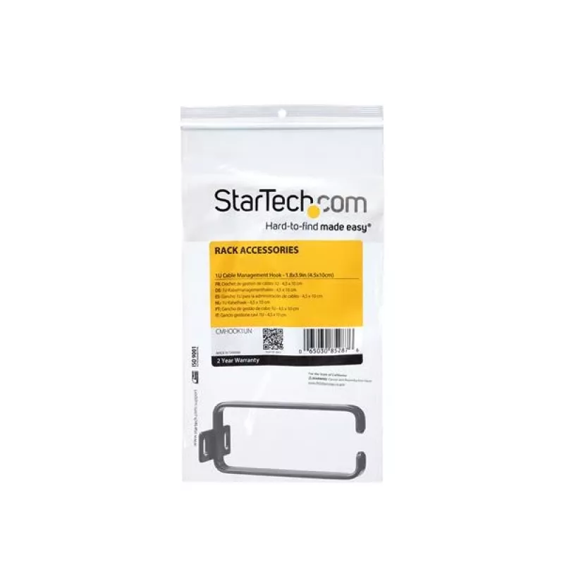 StarTech.com 1U pystysuora palvelinrunkokaapelien hallinta D-rengaskoukku – 4,5 x 10 cm (1,8 x 3,9