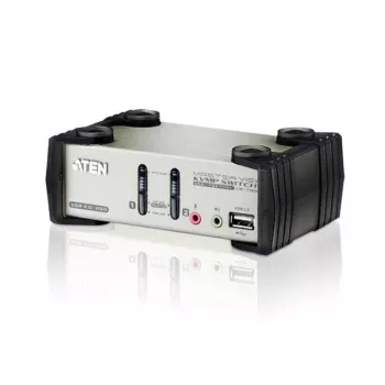 ATEN 2-porttinen USB - PS/2 VGA KVM-kytkin äänellä ja USB 2.0 -keskittimellä (KVM-kaapeli sisältyy)