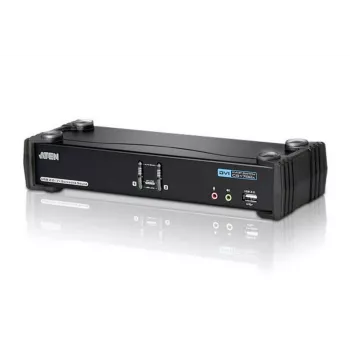 ATEN 2-porttinen USB DVI Dual Link KVM-kytkin äänellä ja USB 2.0 -keskittimellä (KVM-kaapeli sisältyy)