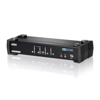 ATEN 4-porttinen USB DVI Dual Link KVM-kytkin äänellä ja USB 2.0 -keskittimellä (KVM-kaapeli sisältyy)