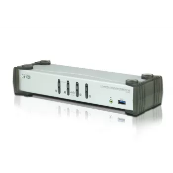 ATEN 4-porttinen USB 3.1 Gen 1 DisplayPort 1.1 KVMP™ -kytkin kaiuttimella (KVM-kaapeli sisältyy)