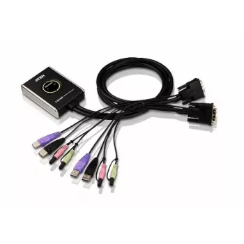 ATEN 2-porttinen USB DVI KVM-kytkin äänellä, 1920 x 1200 pikseliä, WUXGA, 1,9 W, musta