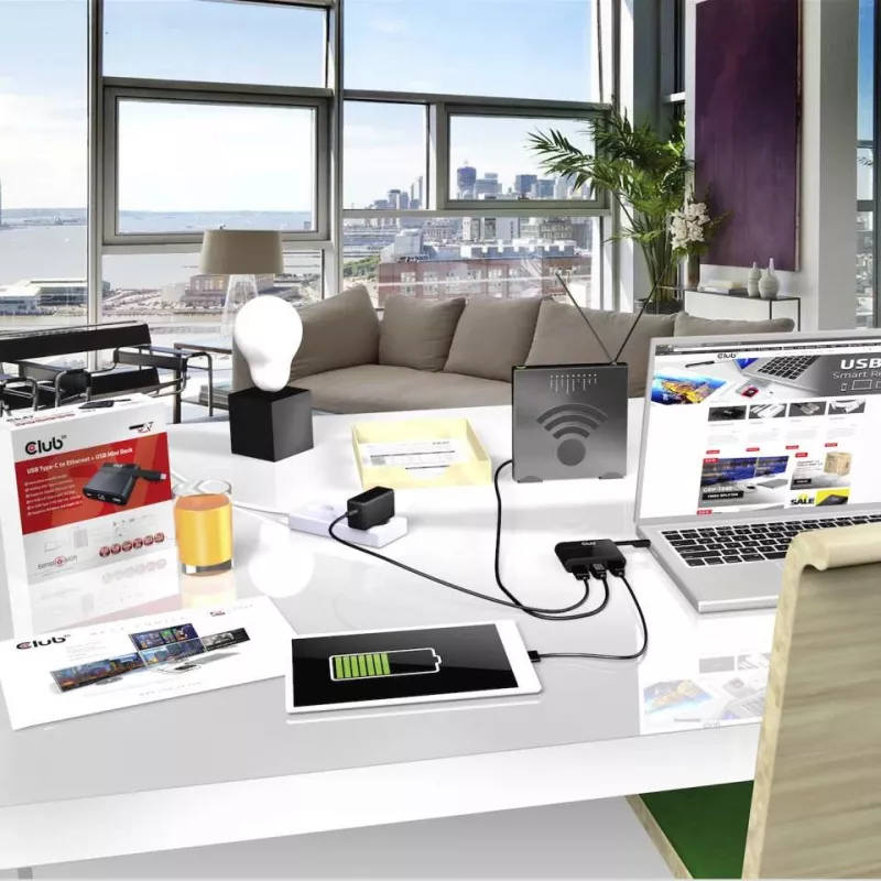 CLUB3D USB Type-C Ethernet + USB 3.0 + USB Type-C lataus-minitelakka