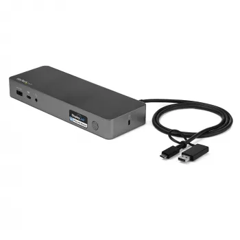 StarTech.com yleinen kannettavan telakointiasema, hybridi USB-C & USB-A -telakka, Dual 4K DP & HDMI, 60W PD, Mac / Windows / Chrome OS, 4x USB 5Gbps -keskitin, GbE