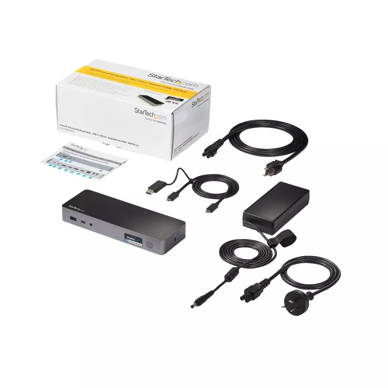 StarTech.com yleinen kannettavan telakointiasema, hybridi USB-C & USB-A -telakka, Dual 4K DP & HDMI, 60W PD, Mac / Windows / Chrome OS, 4x USB 5Gbps -keskitin, GbE
