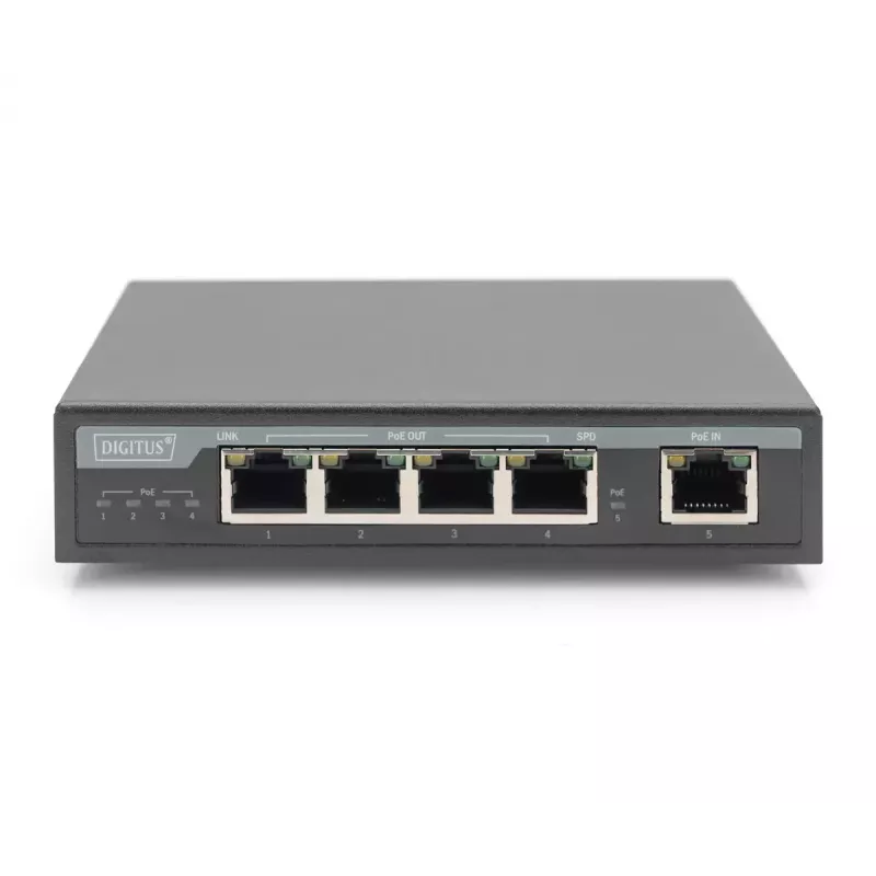 Digitus 4 porttia Gigabit 4PPoE -jatko 802.3at 60W musta