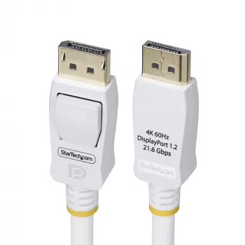 StarTech.com 10ft (3m) valkoinen VESA-sertifioitu DisplayPort 1.2 -kaapeli, 4K 60Hz, 21,6 Gbit/s, lukittuvat DP-liittimet, DP 1.2 DisplayPort -kaapeli, DP-näyttökaapeli, M/M