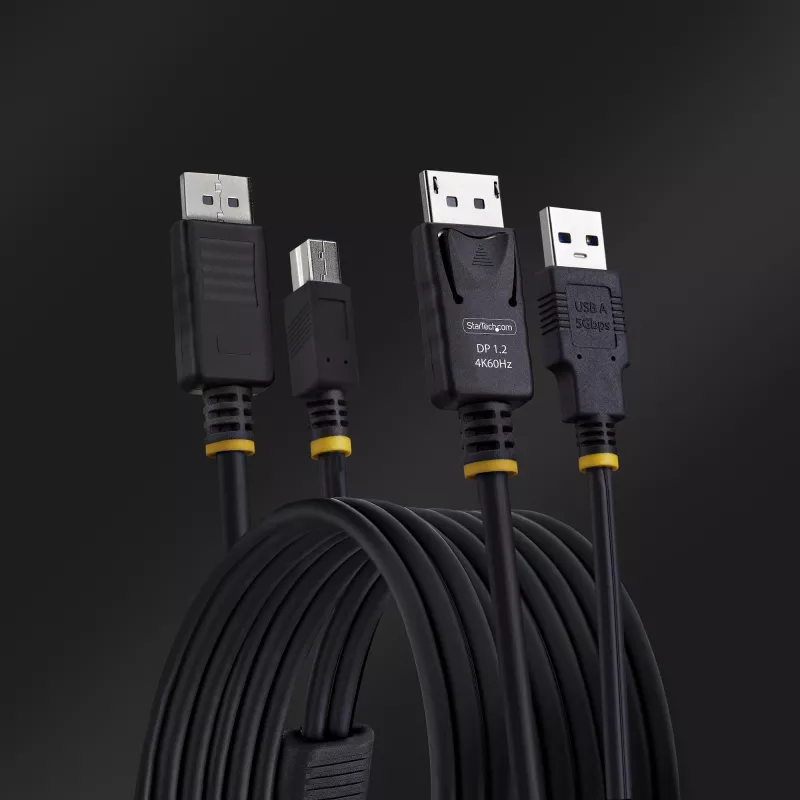 StarTech.com 6ft (1,8 m) DisplayPort- ja USB 5 Gbit/s KVM-kaapeli, 4K 60 Hz, yleisesti yhteensopiva DP 1.2/USB 3.0 -yhdistelmäkaapeli KVM-kytkimille