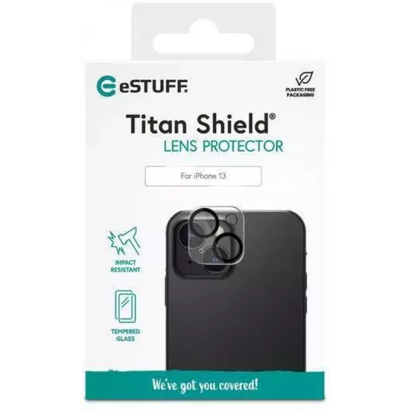 eSTUFF ES501010 Titan Shield kameran linssin suoja iPhone 13 / 13 mini -puhelimelle, läpinäkyvä