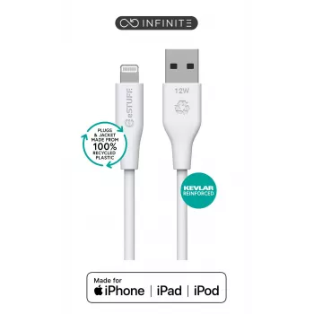 Lightning-kaapeli eSTUFF ES601170 1m USB-A 2,4A 5V valkoinen